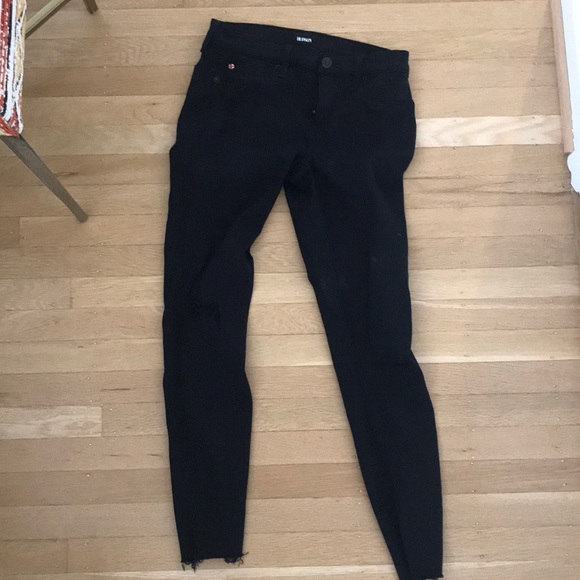 Hudson Black Distressed Skinny Jeans - Picture 1 of 5